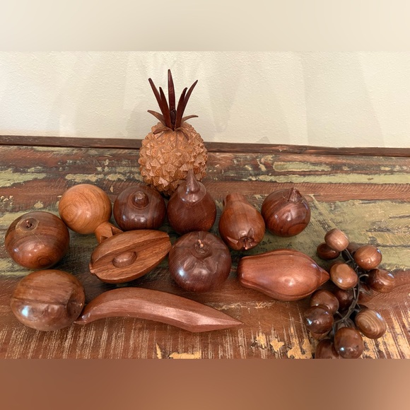 Vintage MCM Wooden Fruit and bowl - Picture 7 of 14